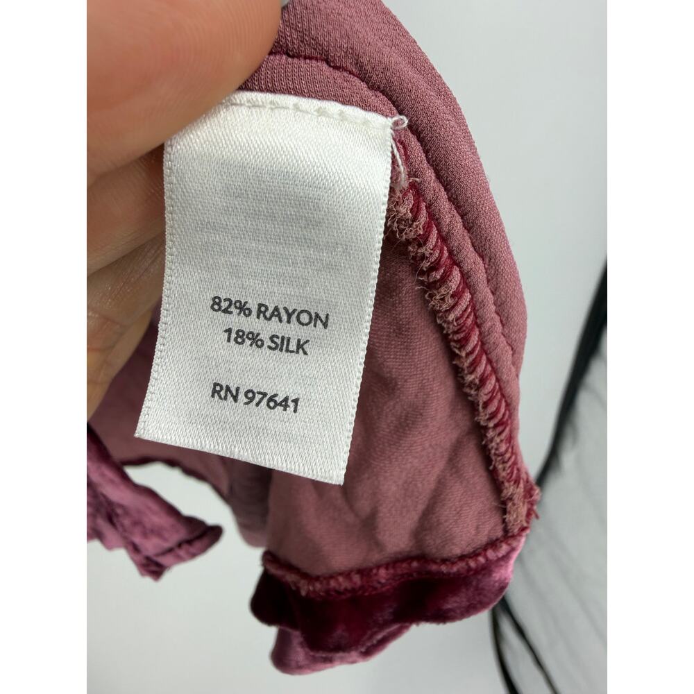 J. Jill Womens 2X Button Front Crushed Velvet Top Silk Blend Burgundy Red Tunic - Picture 4 of 12